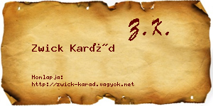 Zwick Karád névjegykártya